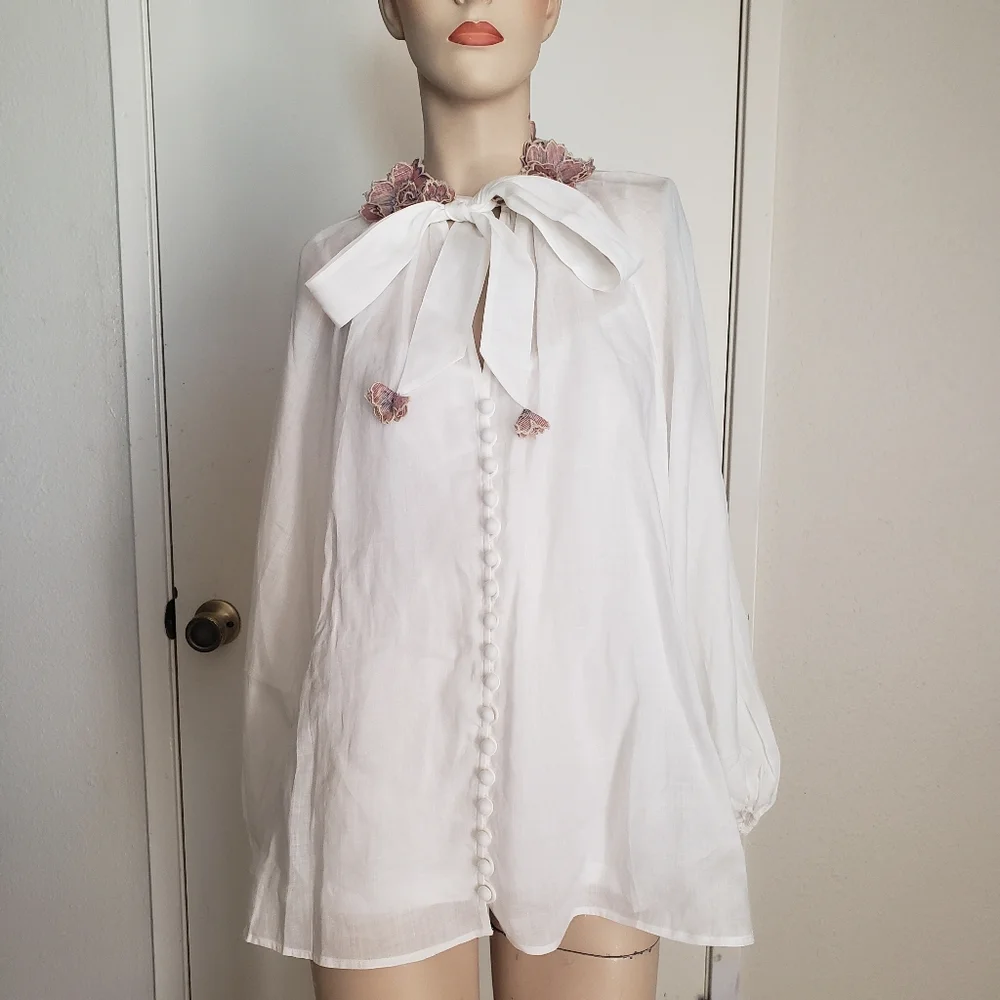 Zimmermann white 3D floral top size 0 - Picture 1 of 7